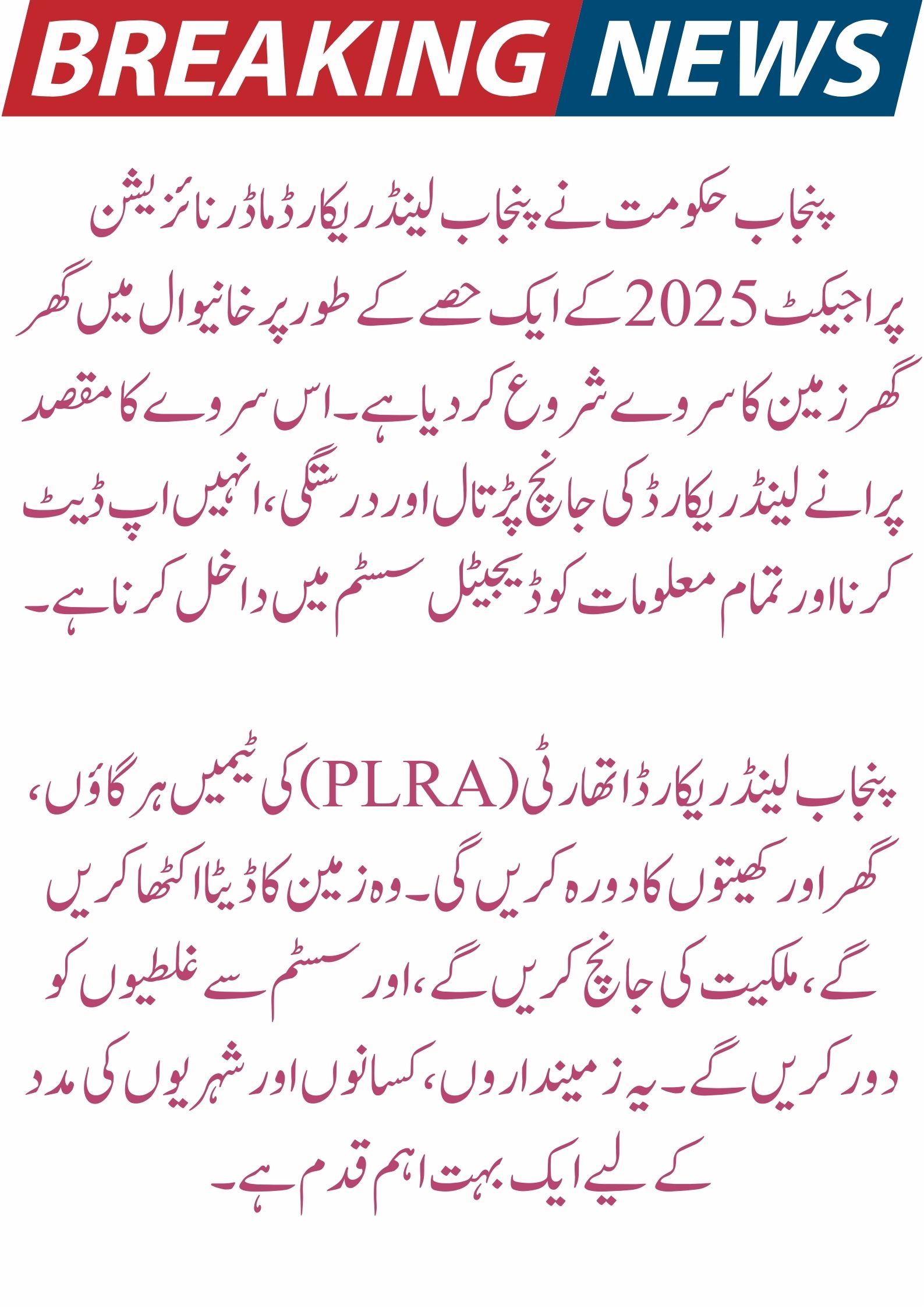 Punjab Land Record Survey