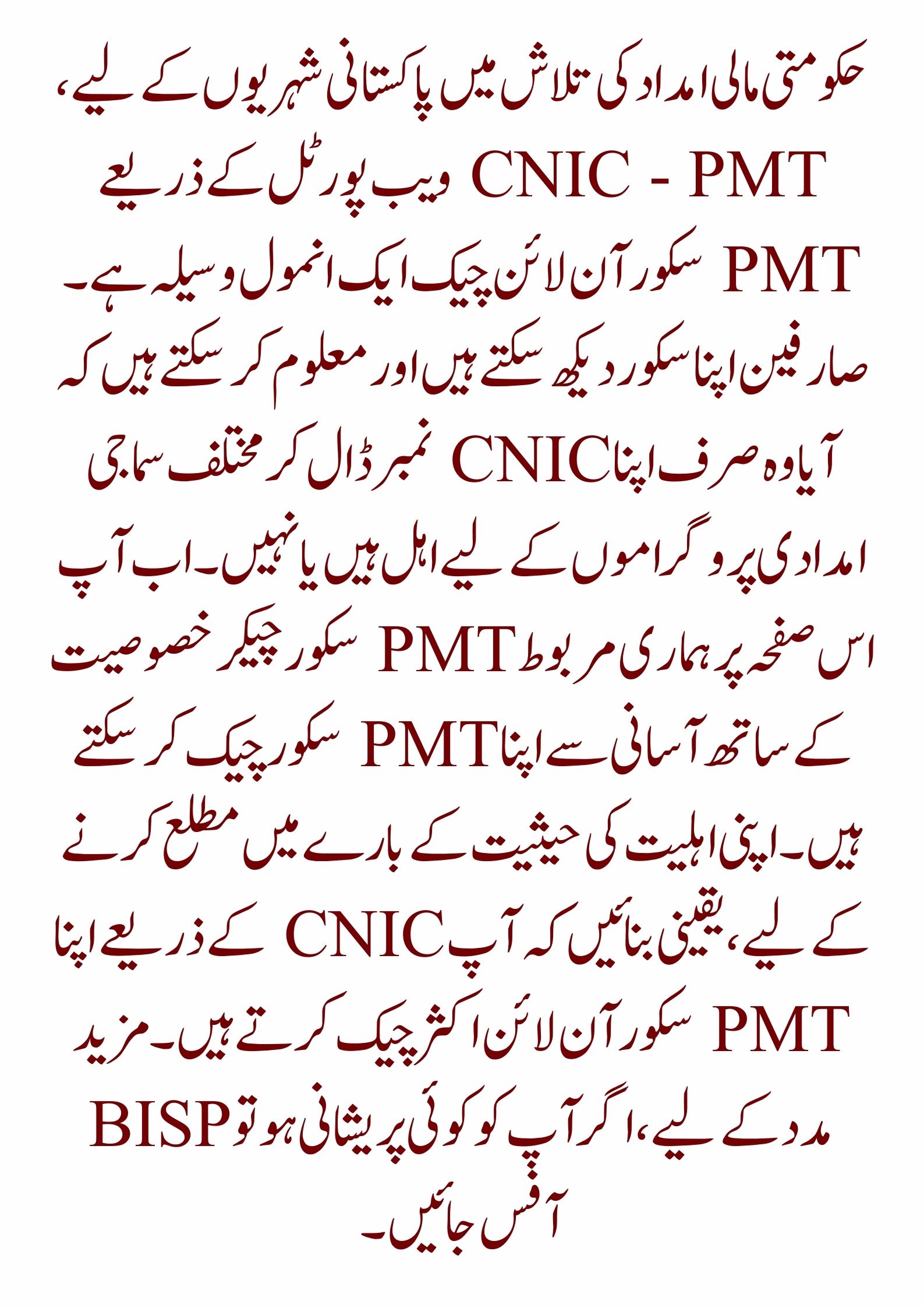 BISP PMT Portal 2025