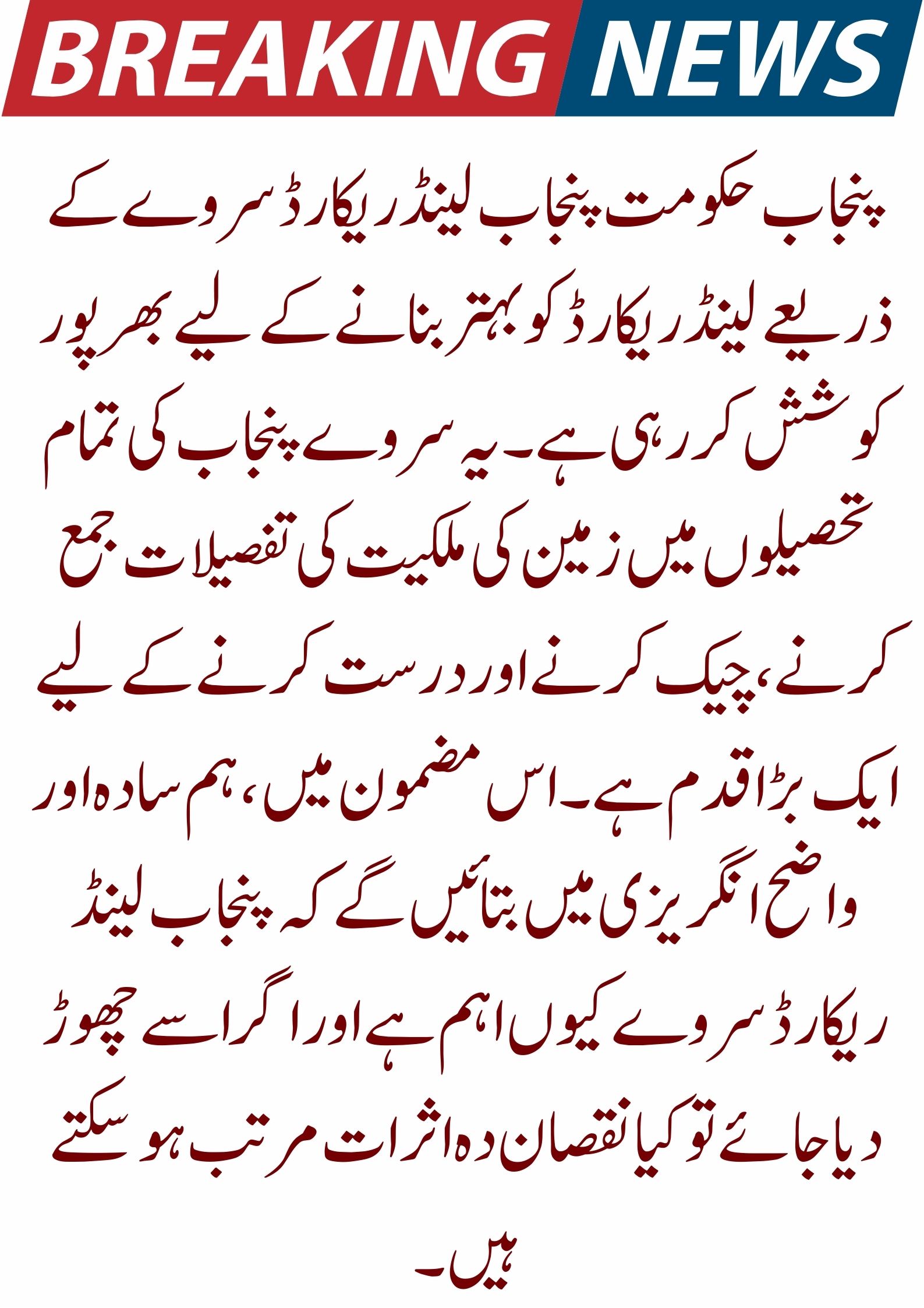 Punjab Land Record Survey