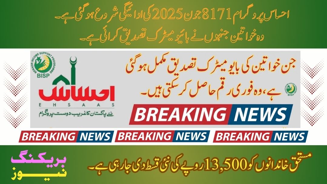 Ehsaas Program 8171 June 2025 Online Web Portal Payment 13500 Check